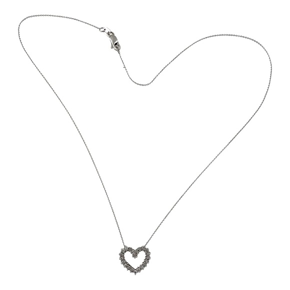 Vintage 14 Karat White Gold Diamond Heart Pendant Necklace #13732 - Picture 9 of 10
